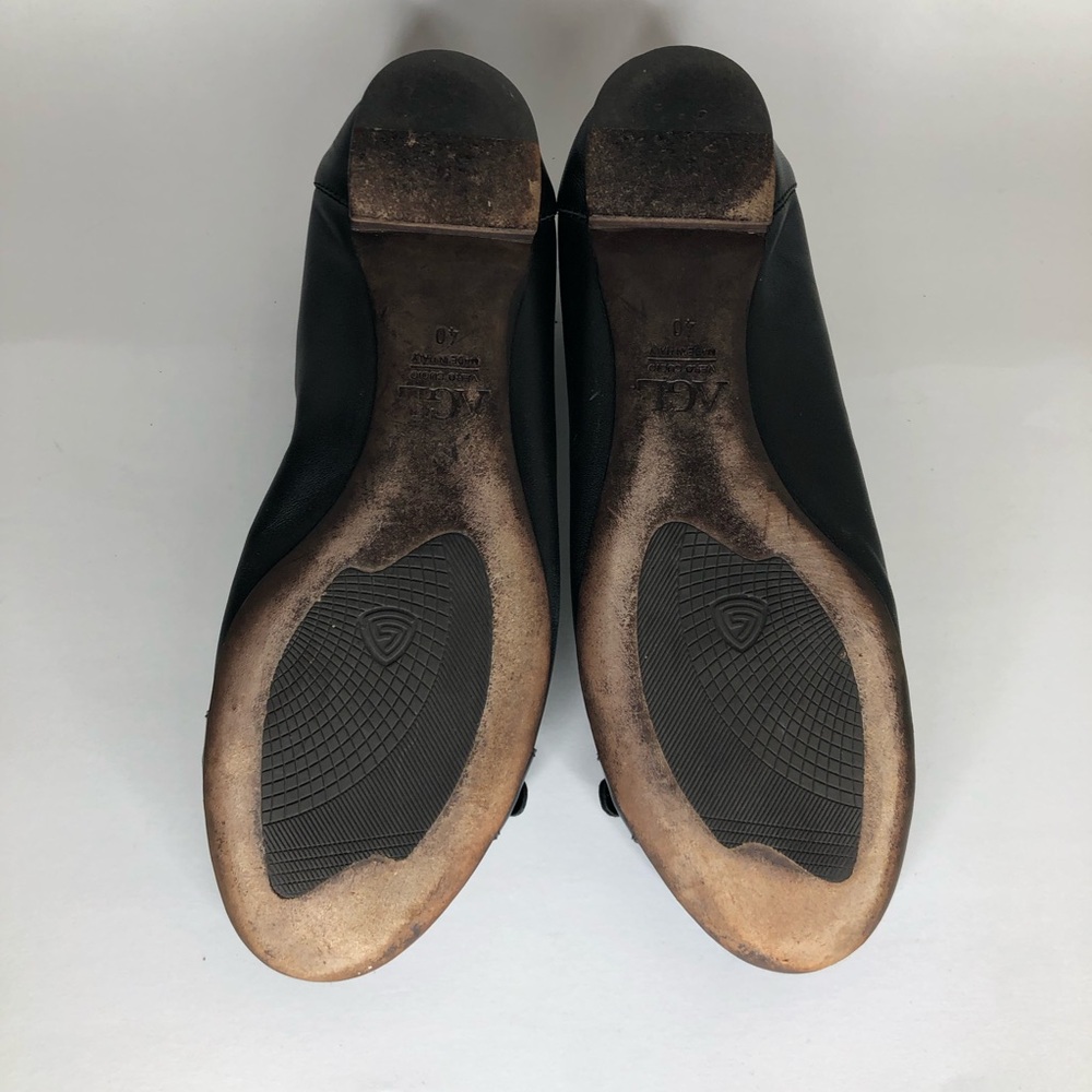 AGL Shoes Flats Slip Ons Women Size 40 US 9 Black Leather Italy Cap Toe - Picture 15 of 16